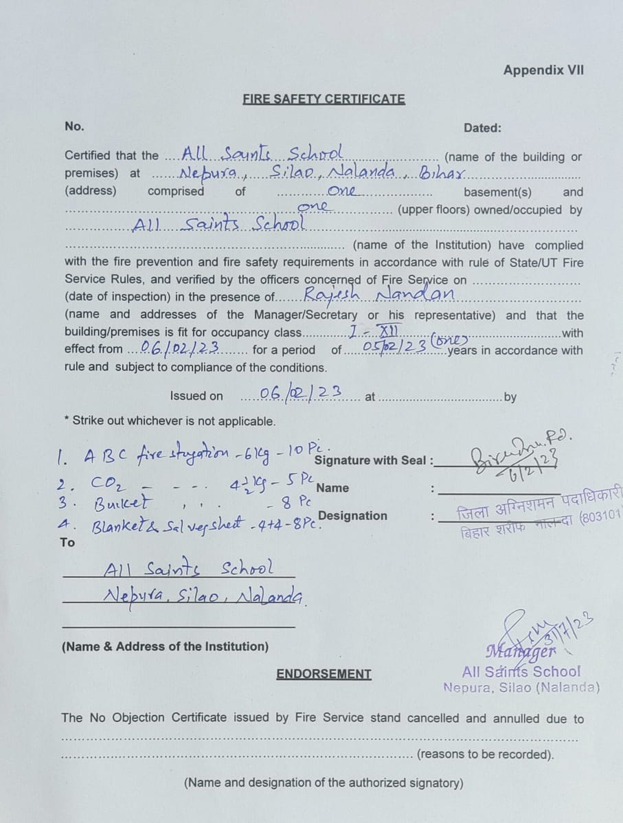 Fire Safety Certificate